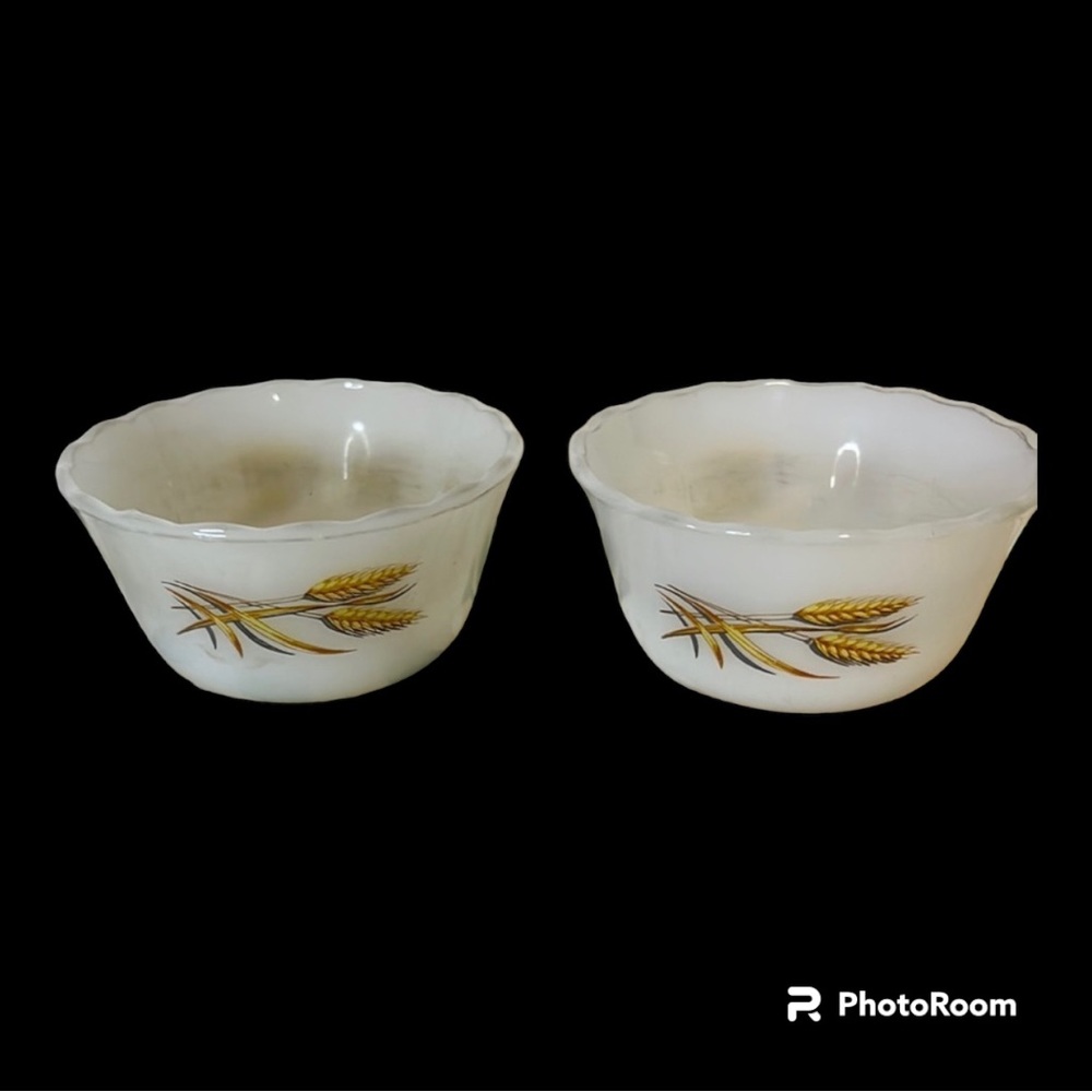 VINTAGE | Fire King Custard Cup | #424 Anchor Hocking | Golden Wheat Pattern